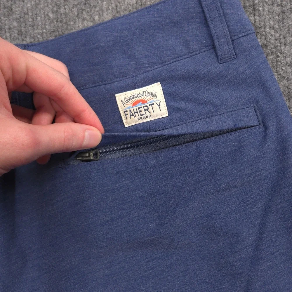 Faherty All Day Shorts Mens 35 Blue Heather Hybrid Chino Performance 7